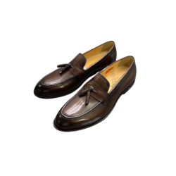 Mocassins à Pampilles en Cuir Marron – Style Classique – Glands Élégants – Homme Chic